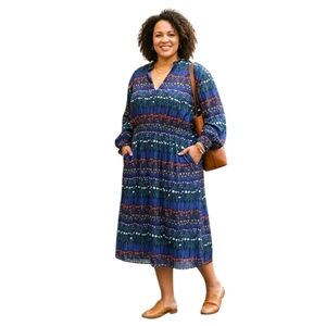 Eloquii Plus Midi Floral Pocket Side Elastic Tie Wasit Women's Dress Size 16